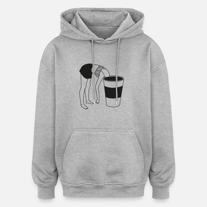 PAUSE CAFÉ - Sweat à capuche oversize unisexe - gris chiné