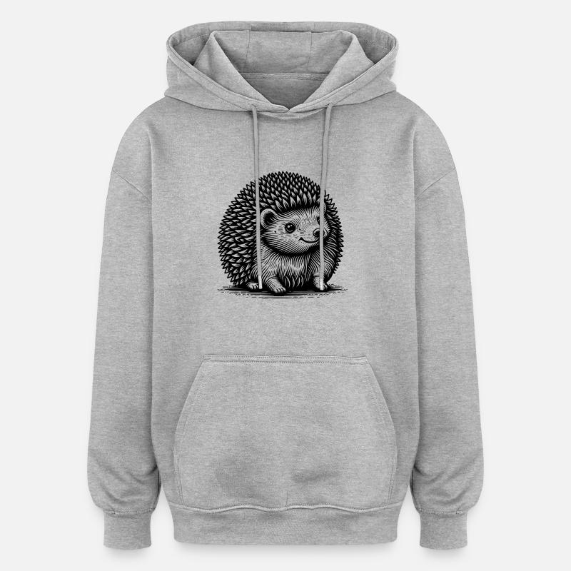 Petit hérisson mignon - Sweat à capuche oversize unisexe - gris chiné