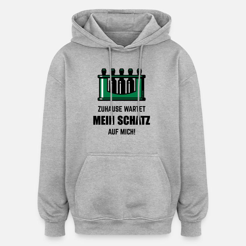 XGrüner Schatz - Oversized Unisex Hoodie - Grau meliert