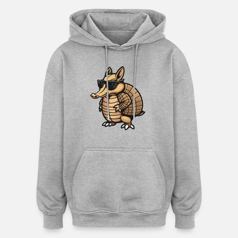 Gürteltier Comic Cool - Oversized Unisex Hoodie - Grau meliert