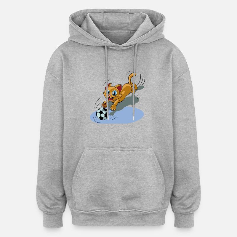 doux chat - Sweat à capuche oversize unisexe - gris chiné