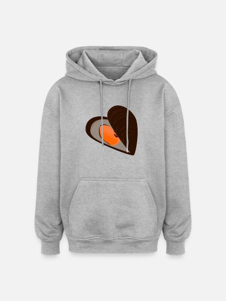 mussel56 - Sweat à capuche oversize unisexe - gris chiné