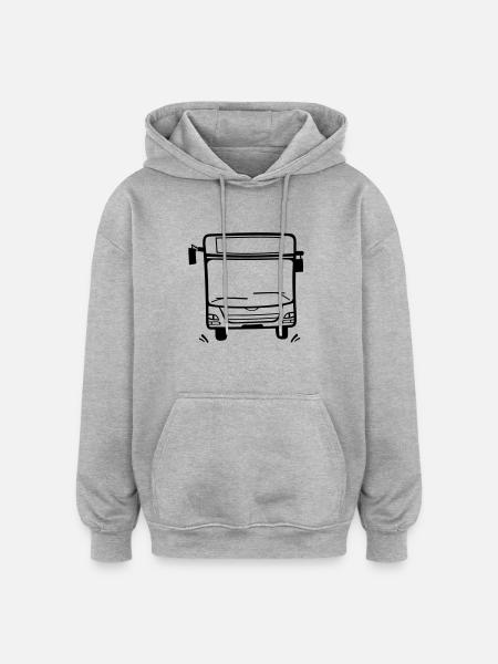 Linienbus ohne Text - Oversized Unisex Hoodie - Grau meliert