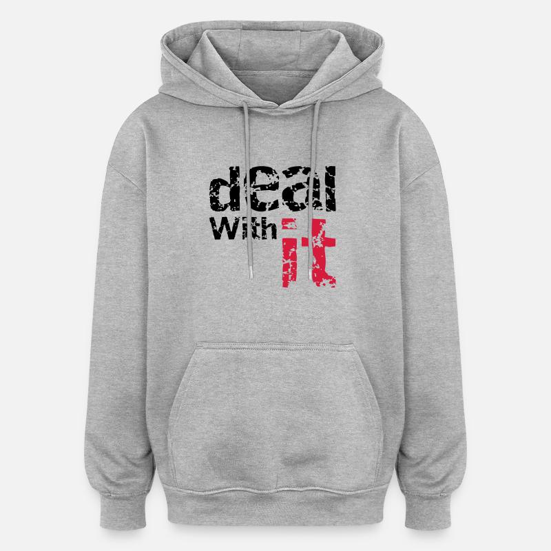 deal with it - Sweat à capuche oversize unisexe - gris chiné