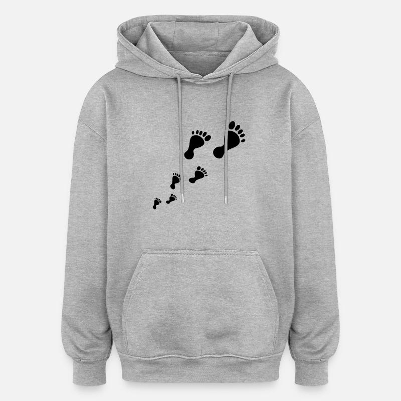 empreinte de pied - Sweat à capuche oversize unisexe - gris chiné