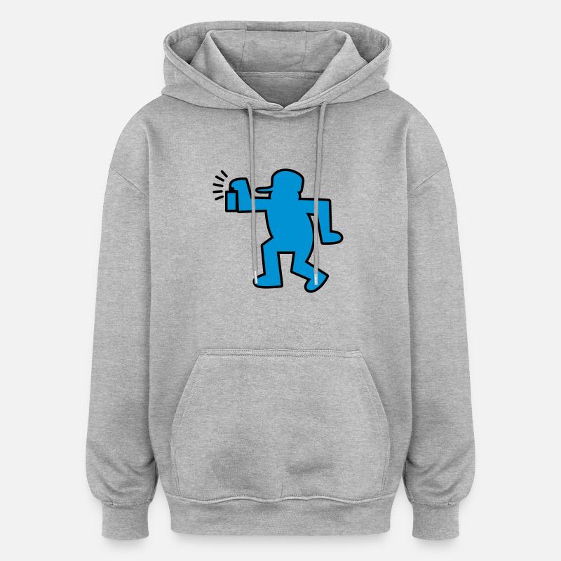 graffiti man - Sweat à capuche oversize unisexe - gris chiné