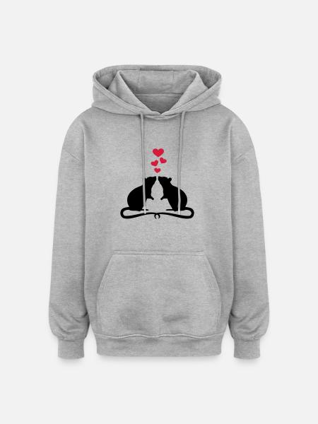 Rat - Sweat à capuche oversize unisexe - gris chiné