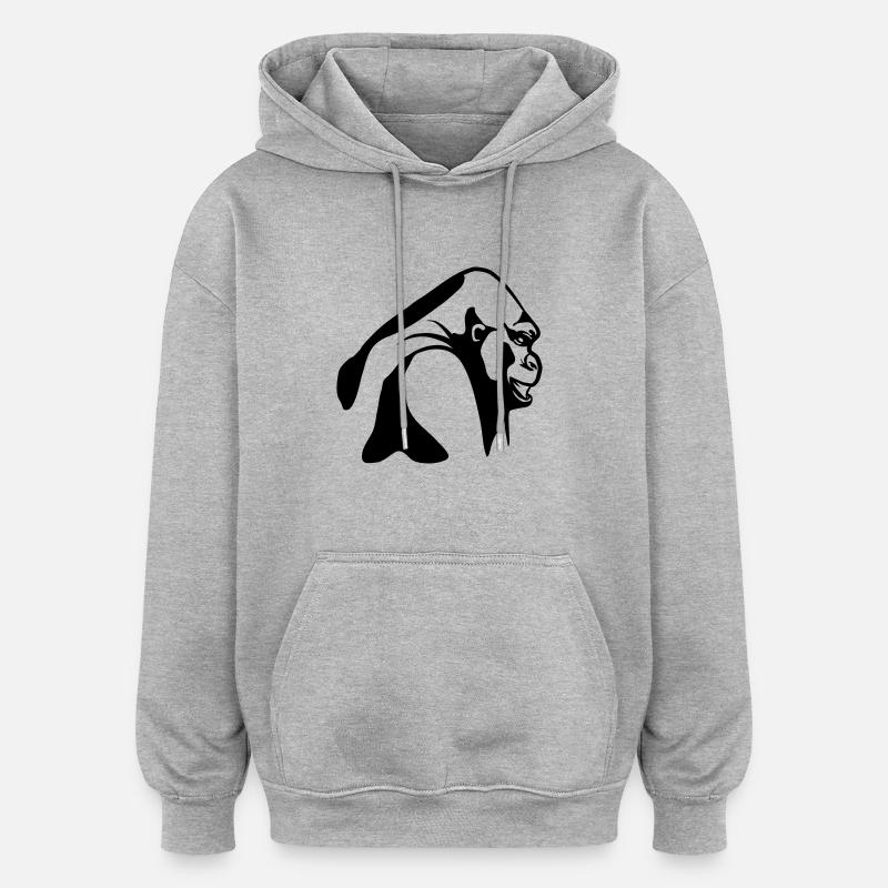 Gorille singe - Sweat à capuche oversize unisexe - gris chiné