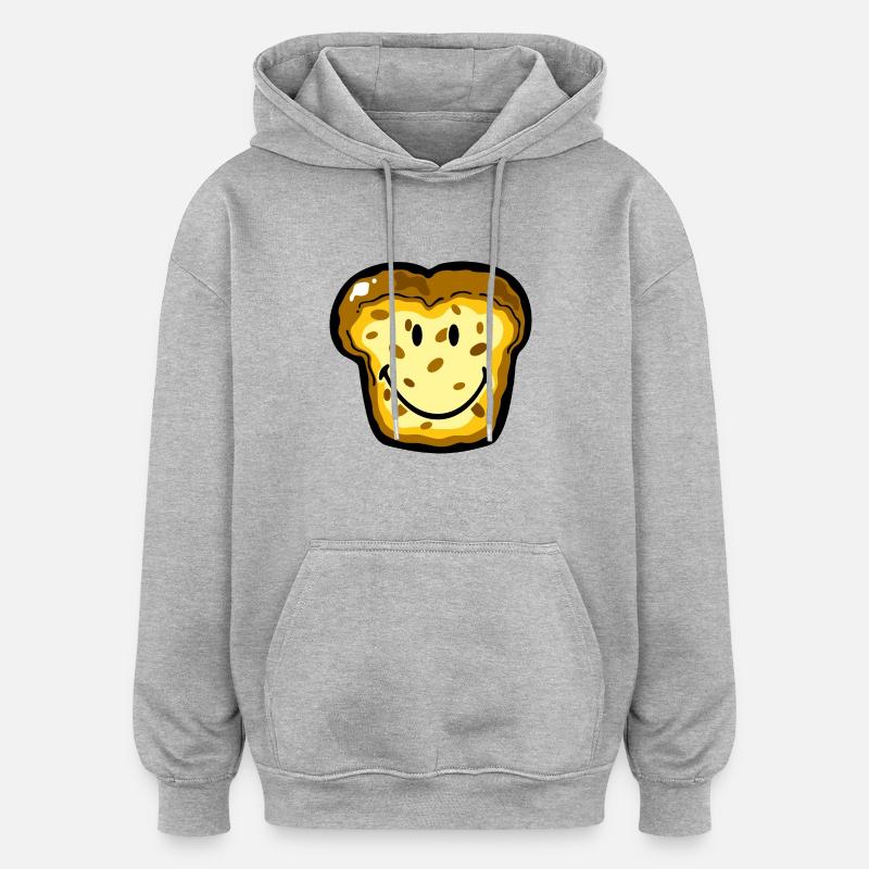 Smiley Bread - Sweat à capuche oversize unisexe - gris chiné