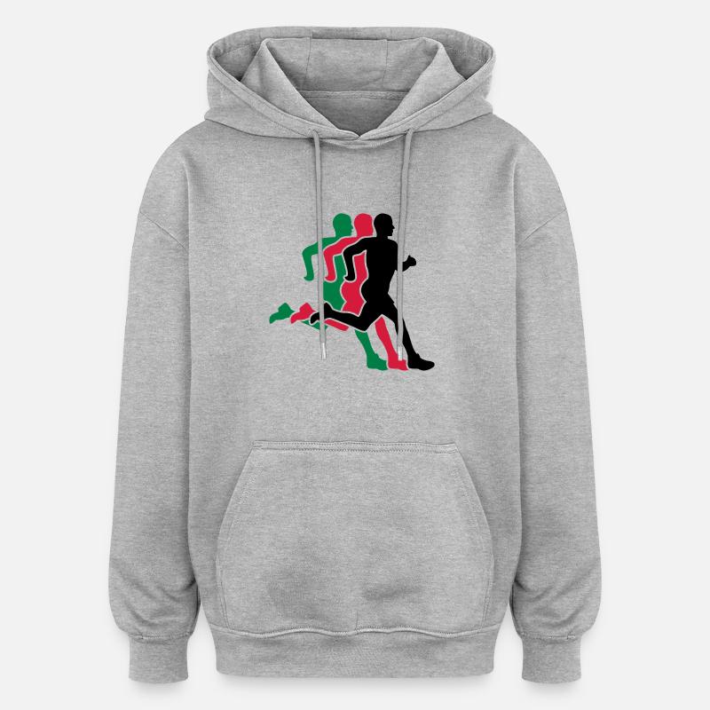 courir - Sweat à capuche oversize unisexe - gris chiné