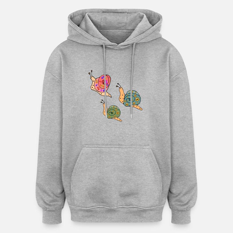 Escargots - Sweat à capuche oversize unisexe - gris chiné