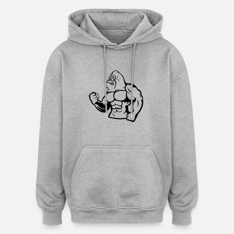 Gorille Silverback 01 - Sweat à capuche oversize unisexe - gris chiné