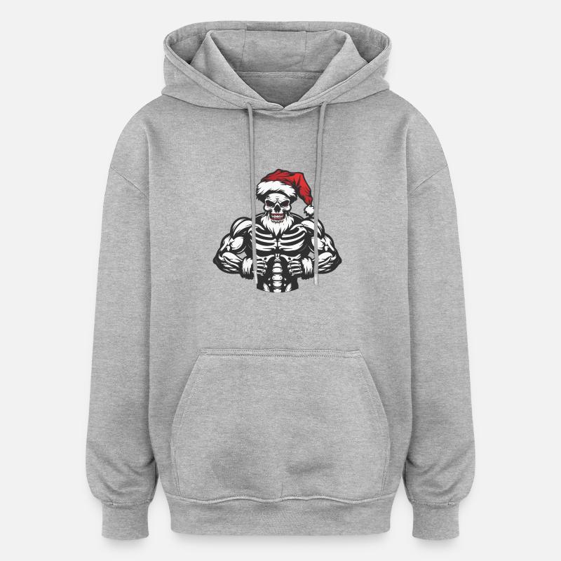 Crâne de Noël - Sweat à capuche oversize unisexe - gris chiné
