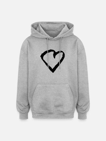 herz - Oversized Unisex Hoodie - Grau meliert