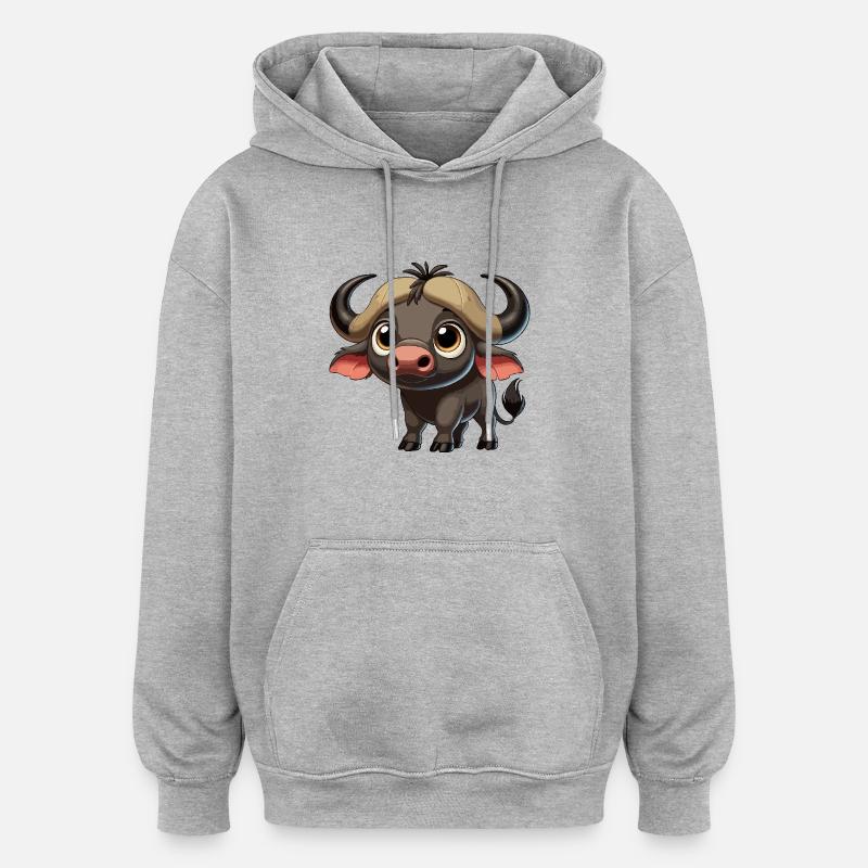 Enfant buffle du Cap - Sweat à capuche oversize unisexe - gris chiné