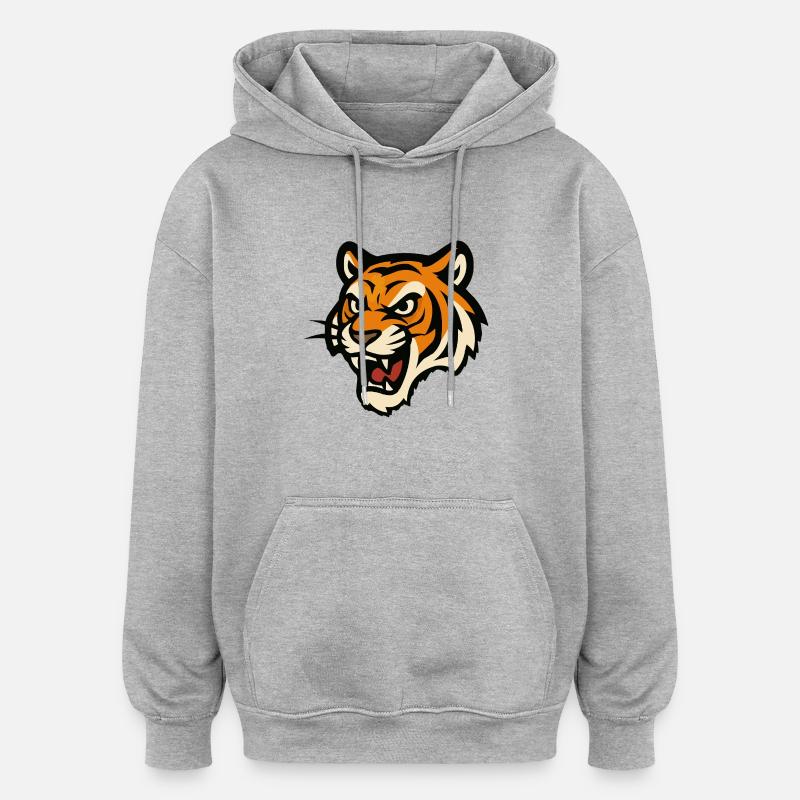 Bande dessinée Tiger - Sweat à capuche oversize unisexe - gris chiné