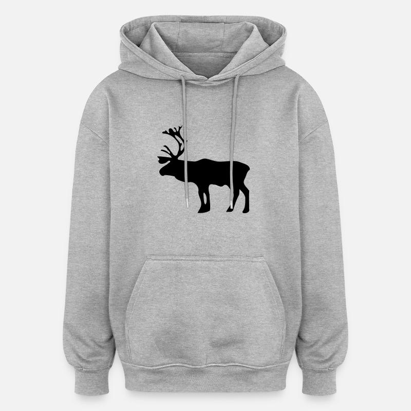 Renne - Sweat à capuche oversize unisexe - gris chiné