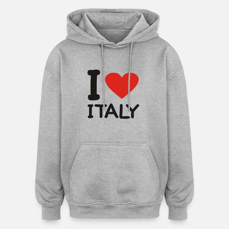 I love Italy - Sweat à capuche oversize unisexe - gris chiné