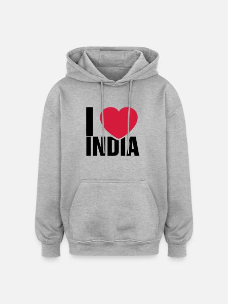 I love India - Oversized Unisex Hoodie - heather grey