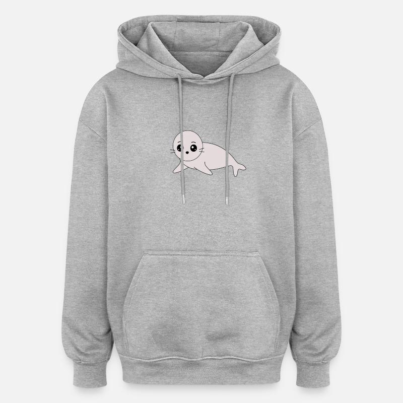 Sceaux, phoques, phoques, phoques animaux - Sweat à capuche oversize unisexe - gris chiné