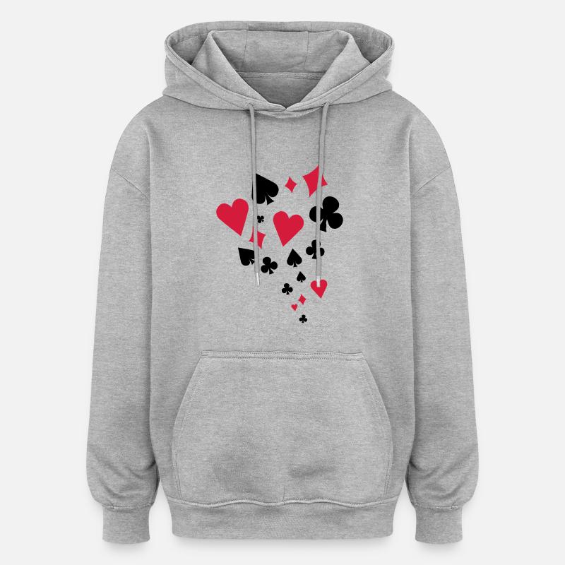 Poker - Sweat à capuche oversize unisexe - gris chiné