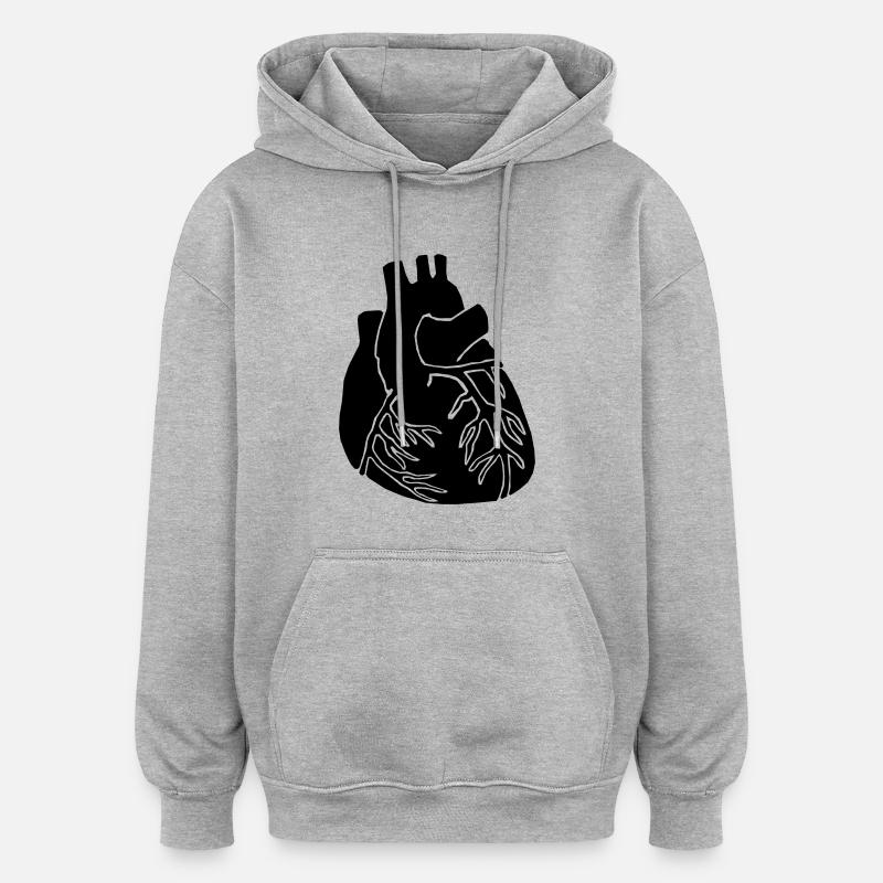 Cœur - Sweat à capuche oversize unisexe - gris chiné