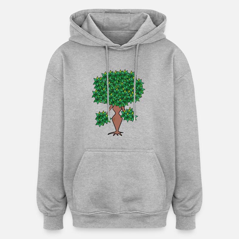 weiblicher Baum/female tree - Oversized Unisex Hoodie - Grau meliert