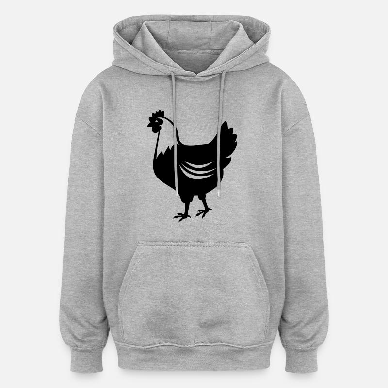 Poulet - Poule - Sweat à capuche oversize unisexe - gris chiné