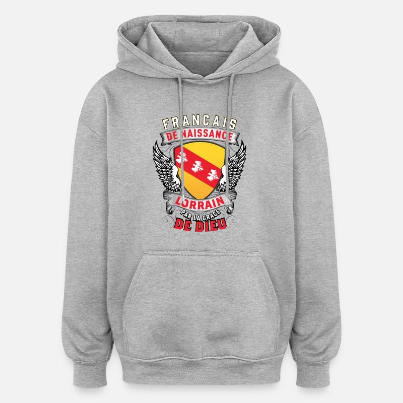 Lorrain Grâce de Dieu - Sweat à capuche oversize unisexe - gris chiné