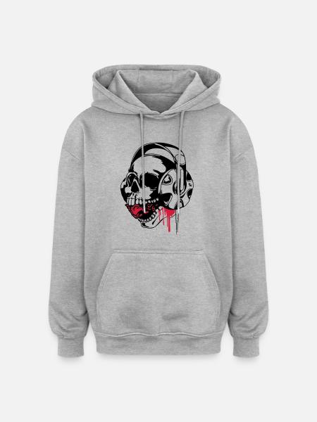 skull music vect by dk - Oversized Unisex Hoodie - heather grey
