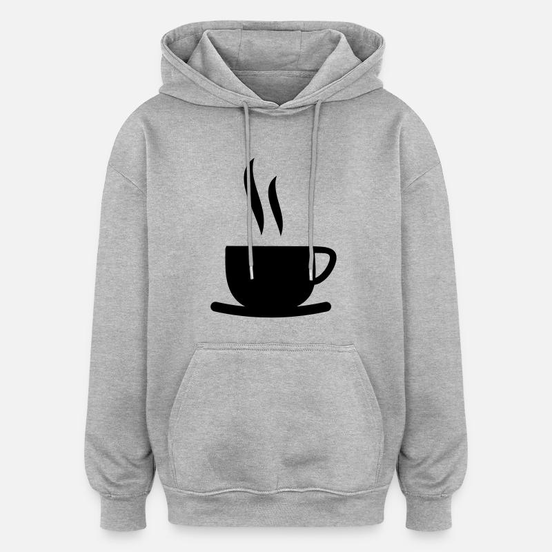 kaffee_symbol_pp1 - Sweat à capuche oversize unisexe - gris chiné