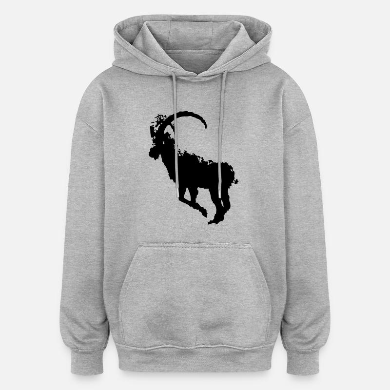 steinbock_sprung - Oversized Unisex Hoodie - Grau meliert
