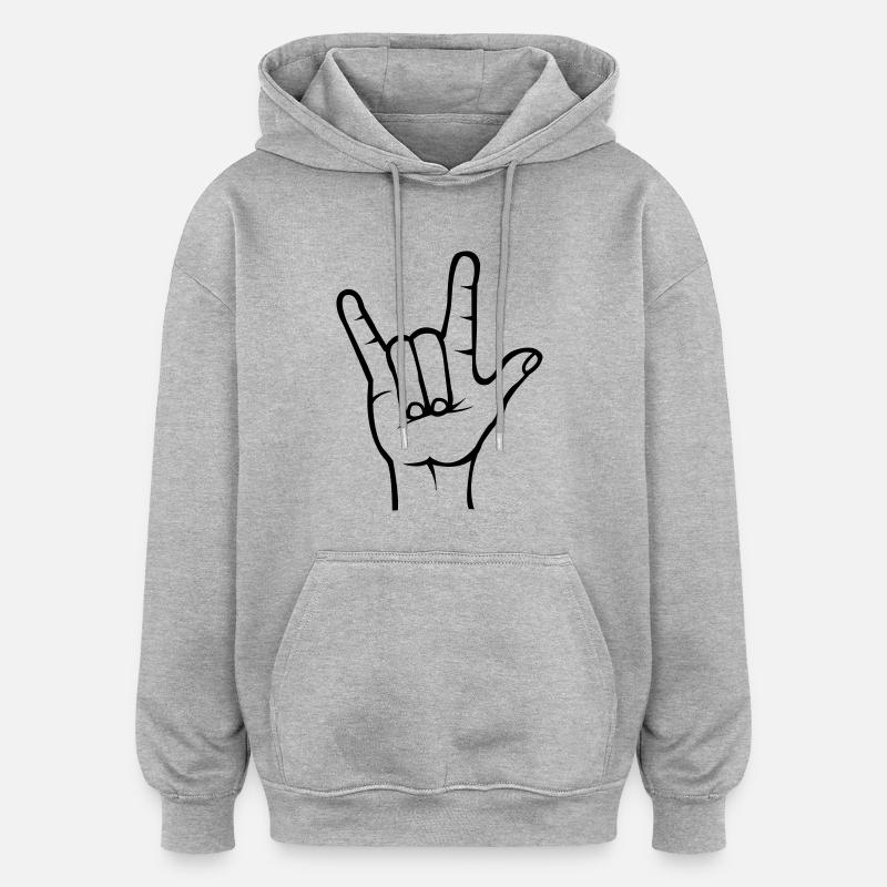 hand_1 - Oversized Unisex Hoodie - Grau meliert