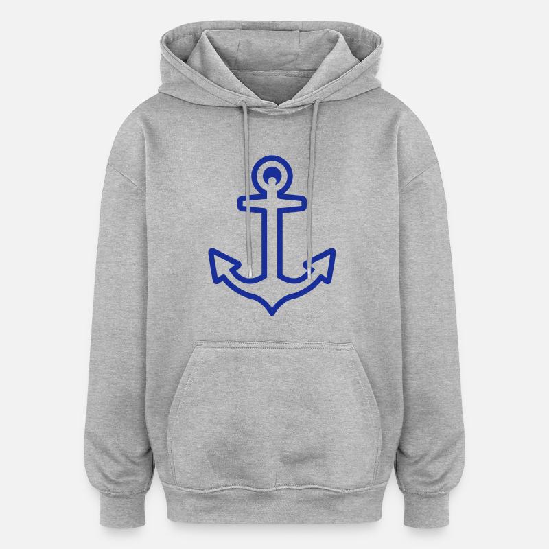 Ancre - Sweat à capuche oversize unisexe - gris chiné
