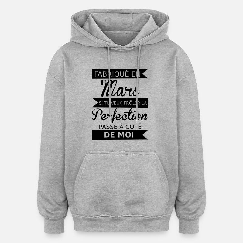 Fabriqué en mars - Sweat à capuche oversize unisexe - gris chiné