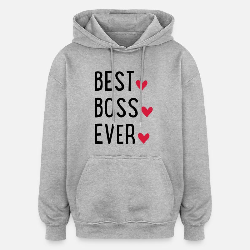 BOSS - Sweat à capuche oversize unisexe - gris chiné