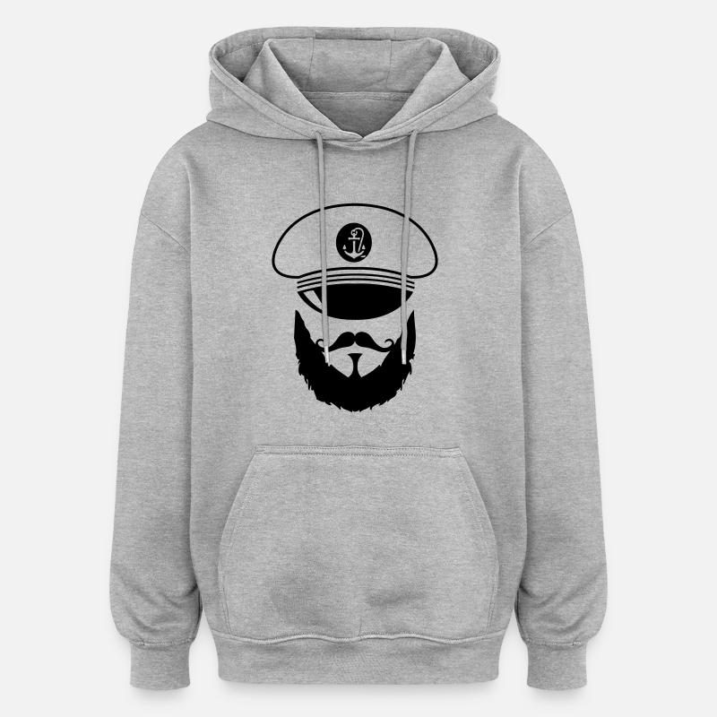 captain_02 - Sweat à capuche oversize unisexe - gris chiné