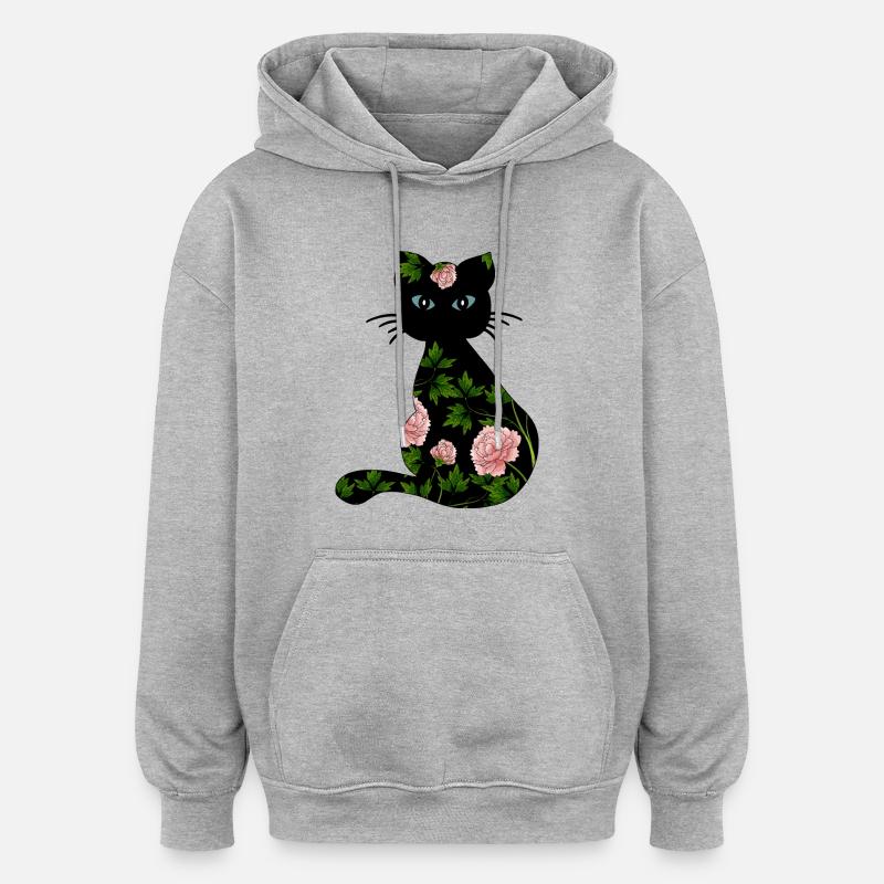 Chat - Sweat à capuche oversize unisexe - gris chiné