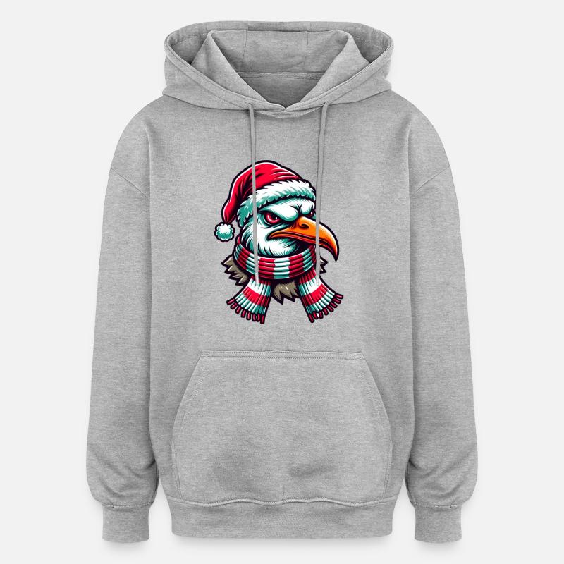 Moin Seagull Noël - Sweat à capuche oversize unisexe - gris chiné