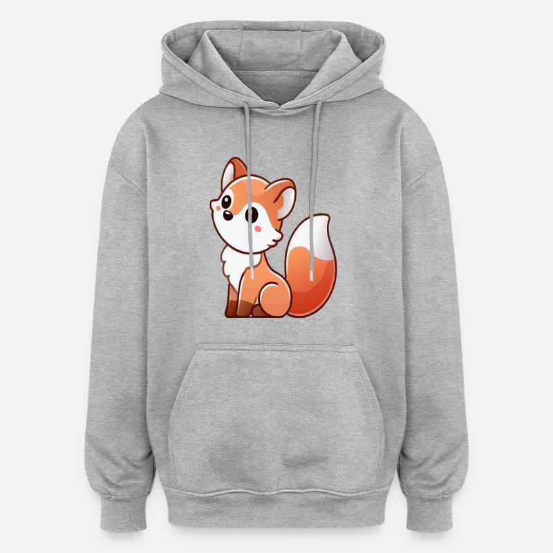 Renard - Sweat à capuche oversize unisexe - gris chiné