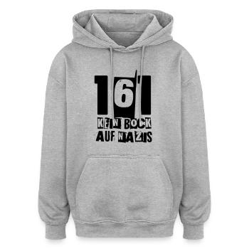 161 KEIN BOCK AUF NAZlS - Oversized Unisex Hoodie - Grau meliert - Vorne - Noah (186cm)