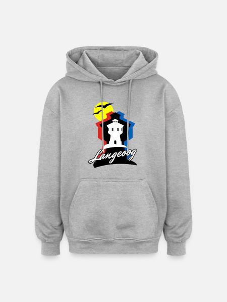 Langeoog Style mit Wasserturm - Oversized Unisex Hoodie - Grau meliert