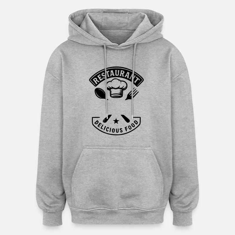 Restaurant leckeres Essen - NAME - Oversized Unisex Hoodie - Grau meliert