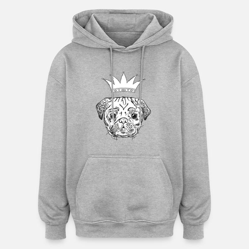 chien 1 - Sweat à capuche oversize unisexe - gris chiné