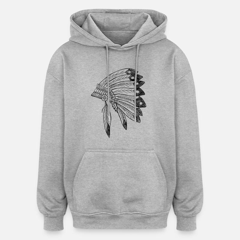 couvre-chef de bijoux indiens - Sweat à capuche oversize unisexe - gris chiné