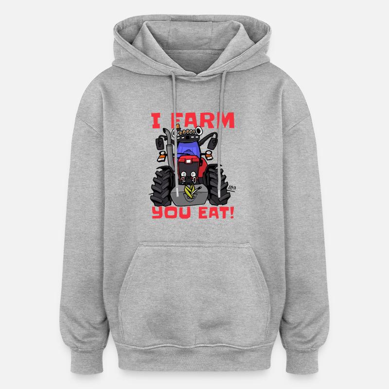Je vous cultivez manger mf - Sweat à capuche oversize unisexe - gris chiné