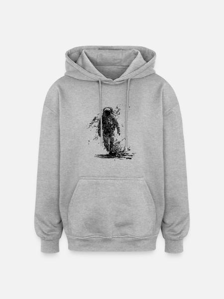Astronaut cool walk in spacesuit - Oversized Unisex Hoodie - heather grey