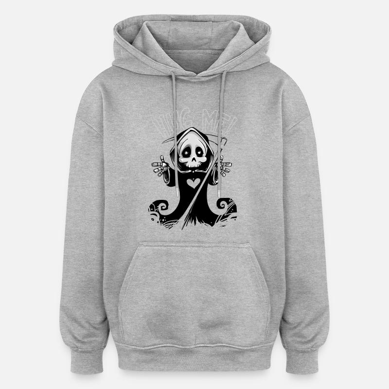 Hug Me - Grim Reaper - Sweat à capuche oversize unisexe - gris chiné