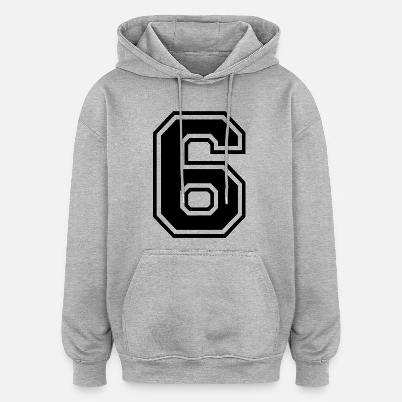 Nummer 6 - Oversized Unisex Hoodie - Grau meliert