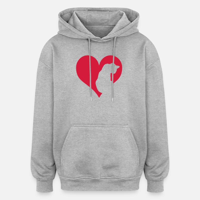 Chat - Sweat à capuche oversize unisexe - gris chiné